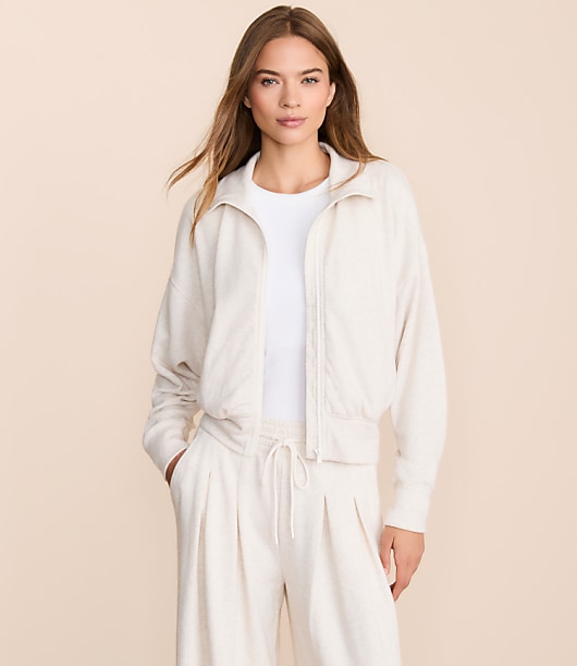 Lou & Grey Heathered Cozy Cotton Sweatshirt Jacket