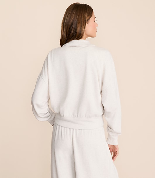 Lou & Grey Heathered Cozy Cotton Sweatshirt Jacket