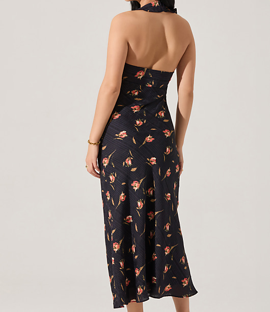 Astr The Label Morrigan Ruffle Trim Halter Dress - Black