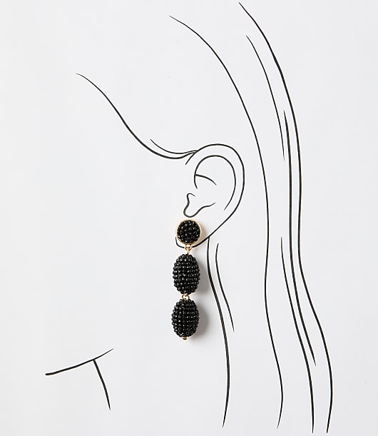 Beaded Triple Drop Statement Earrings