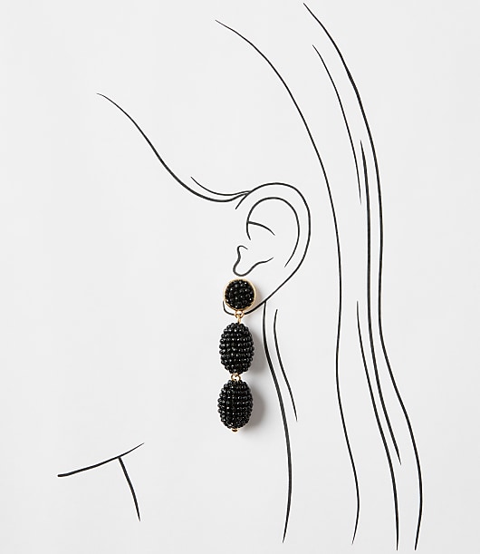 Beaded Triple Drop Statement Earrings