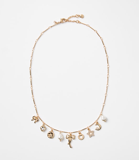 Mother Of Pearl Bow Charm Necklace