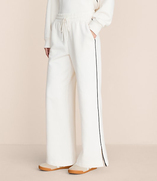 Lou & Grey Piped Elite Fleece Wide Leg Sweatpants