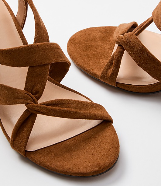 Strappy Block Heel Sandals - Cognac