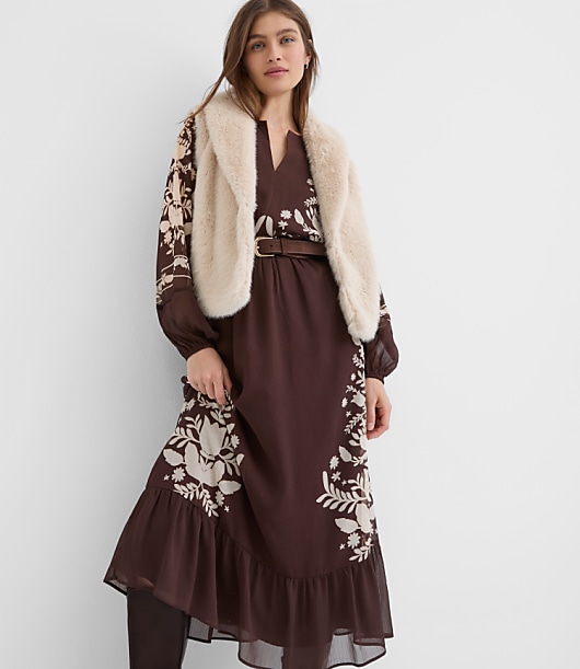 Tall Floral Garland Flounce Maxi Pocket Dress
