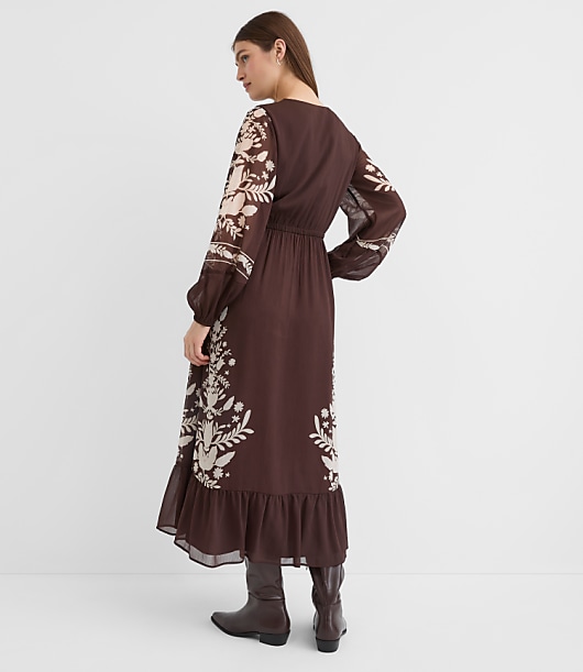 Tall Floral Garland Flounce Maxi Pocket Dress