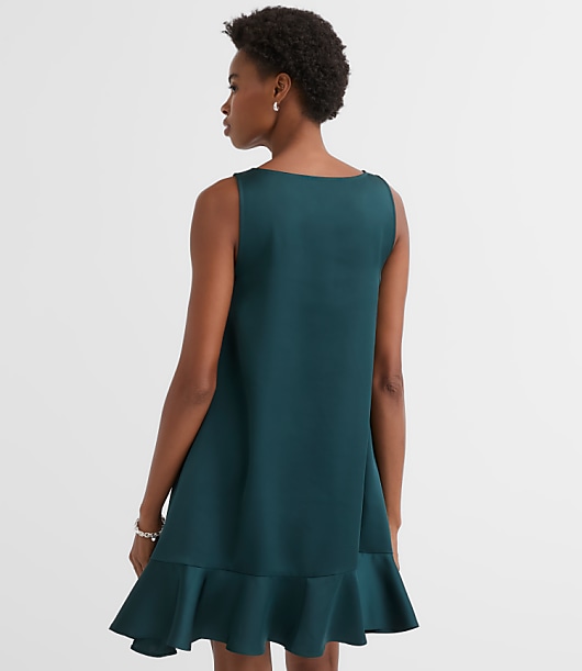 Petite Satin Ruffle Mini Pocket Dress