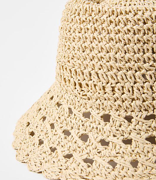 LOFT Beach Scalloped Straw Bucket Hat