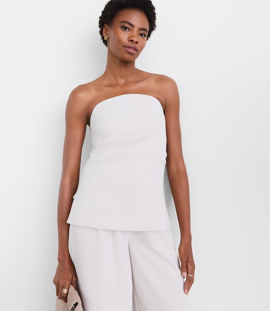 LOFT Versa Crepe Drape Pleated Strapless Top