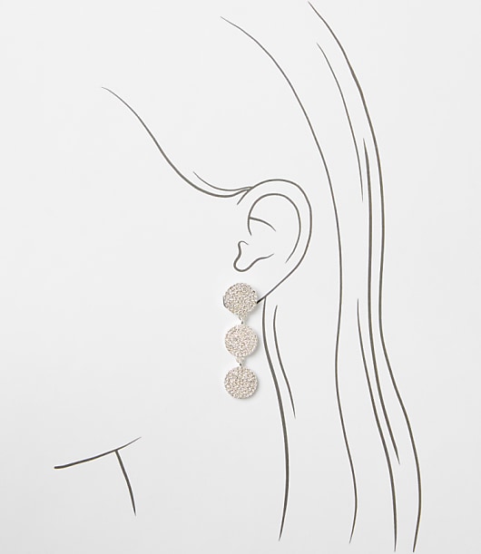 Pave Circle Triple Drop Earrings