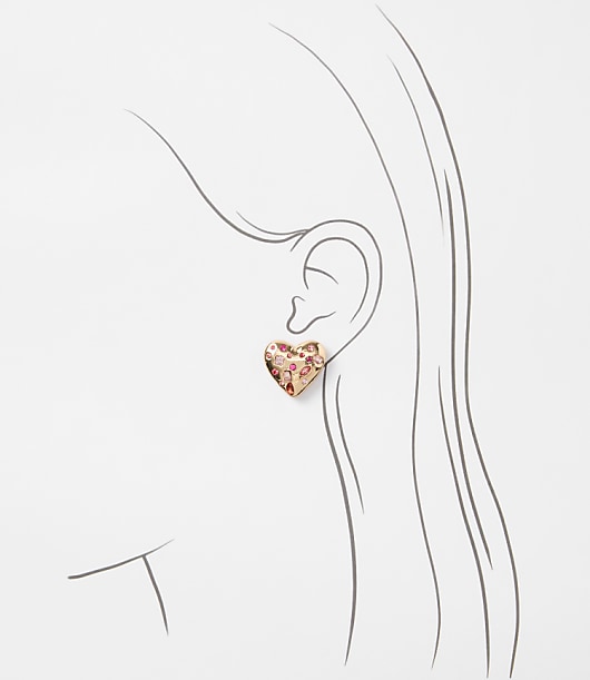 Scattered Crystal Heart Earrings