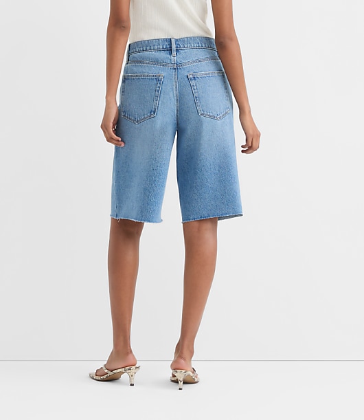 Rivete Petite Curvy High Rise Denim Bermuda Shorts in Vintage Mid Wash