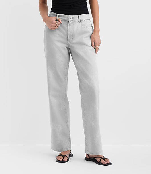 Rivete Mid Rise Relaxed Straight Jeans in Smokey Wash