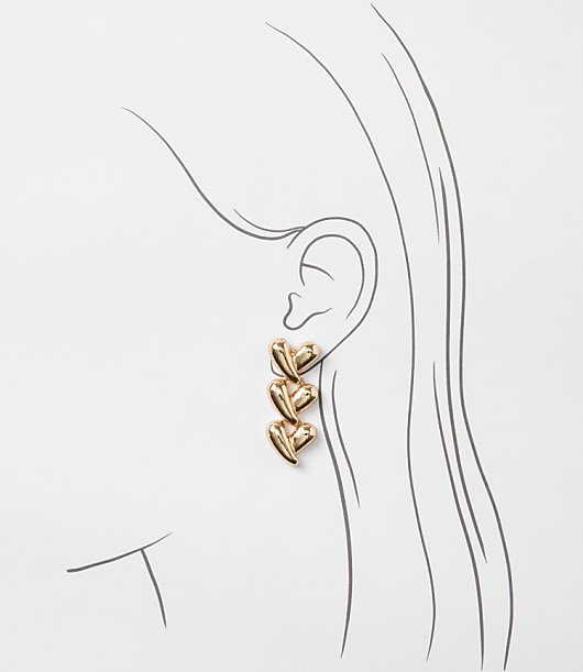 Heart Triple Drop Earrings