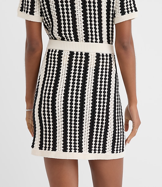 LOFT Beach Striped Crochet Mini Skirt