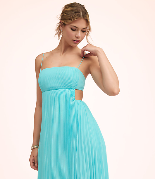 Lately Pleated Cutout Maxi Dress