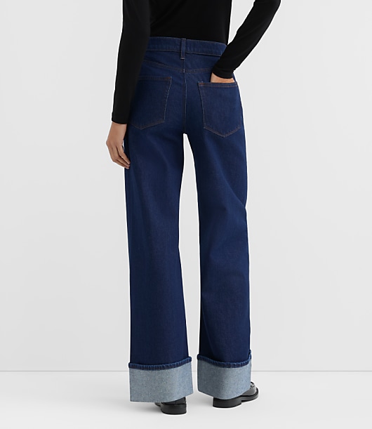 Rivete Petite Curvy Cuffed High Rise Wide Leg Jeans in Nova Wash