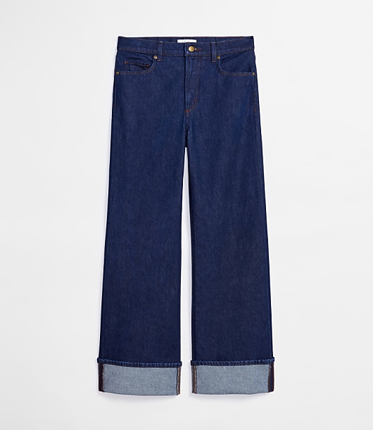Rivete Petite Curvy Cuffed High Rise Wide Leg Jeans in Nova Wash