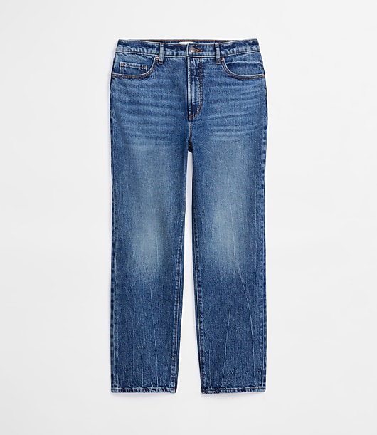 Rivete Petite Curvy High Rise Straight Jeans in Echo Wash