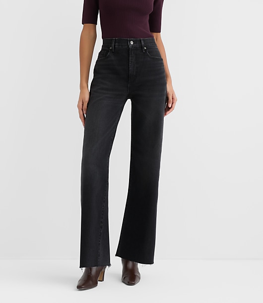 Rivete Petite Fresh Cut High Rise Wide Leg Jeans in Noir Wash