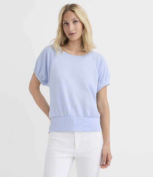 Banded Hem Sweatshirt Top - Morning Azure