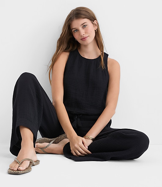Petite LOFT Beach Triple Cloth Bubble Tank Top