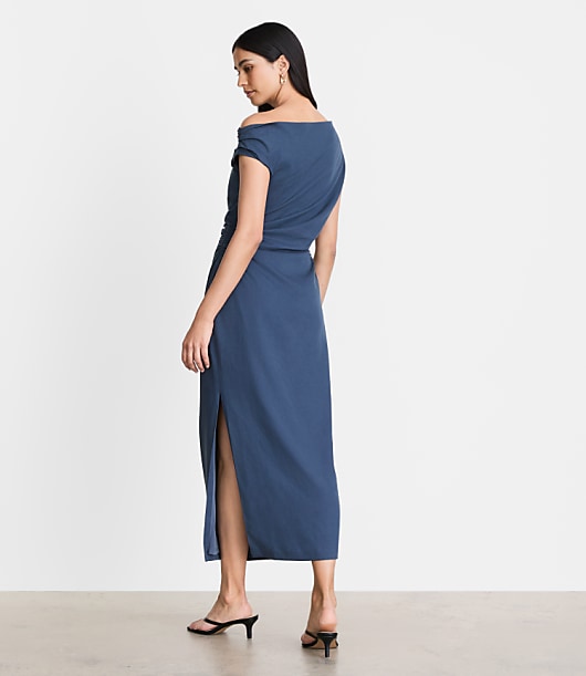 LOFT Versa Pure Spun Off The Shoulder Midi Dress
