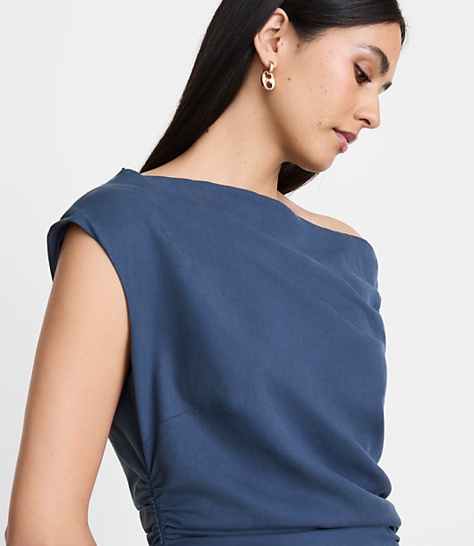 LOFT Versa Pure Spun Off The Shoulder Midi Dress