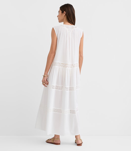 Petite LOFT Beach Crochet Trim Maxi Dress