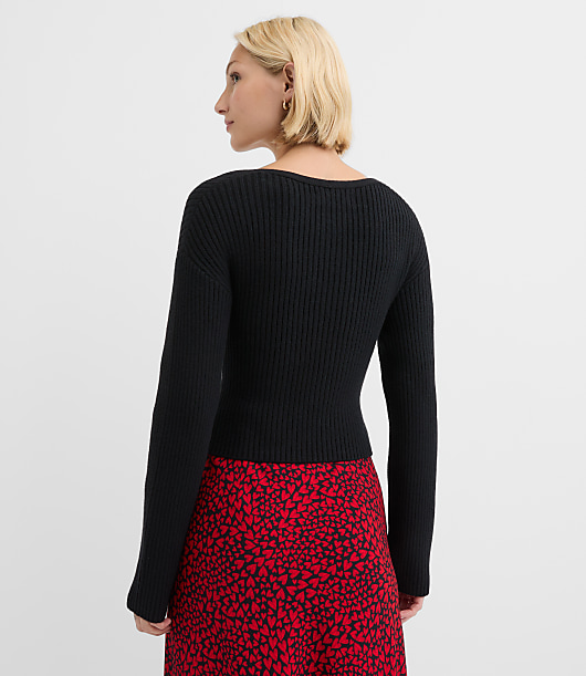 Petite Ribbed Crossover Sweater