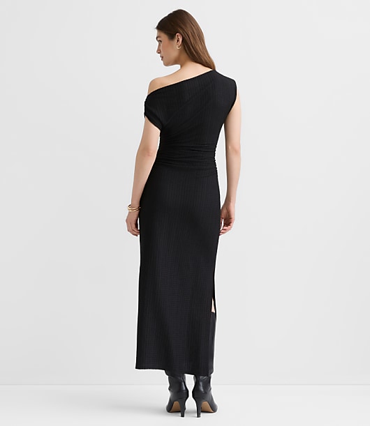 Tall Asymmetrical Ruched Midi Dress