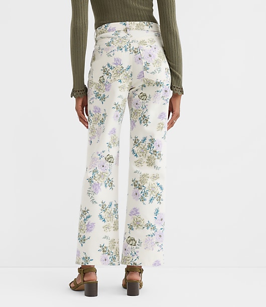 Curvy High Rise Straight Jeans in Floral
