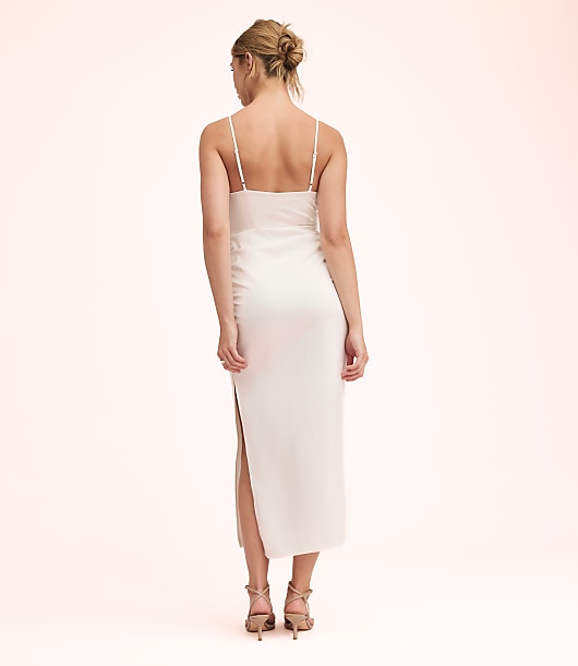 Lately Satin Knotted Cutout Midi Dress