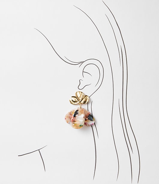 Multicolored Tortoiseshell Print Petaled Statement Earrings