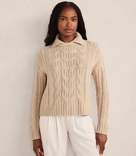 Loft Haven Well Within Cashmere Cable Collared Sweater