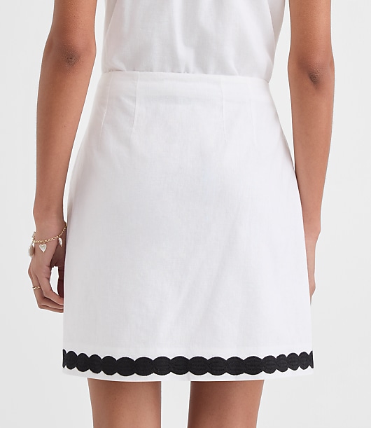 Petite Scalloped Linen Cotton Mini Skirt