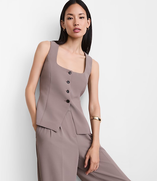 Petite LOFT Versa Crepe Drape Tank Vest