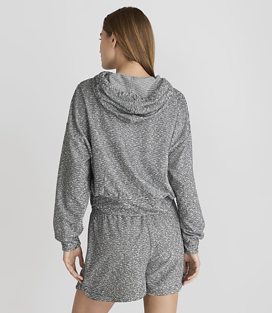 Lou & Grey Striped Terry Cropped Hoodie