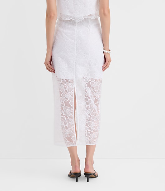 Petite Lace Overlay Midi Skirt