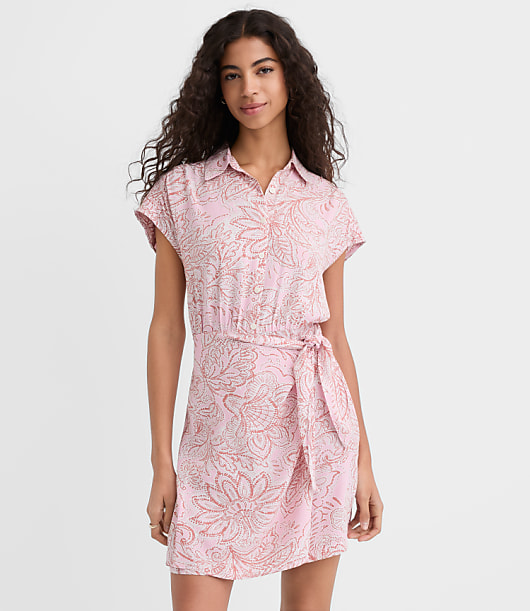 Floral Wrap Mini Shirtdress