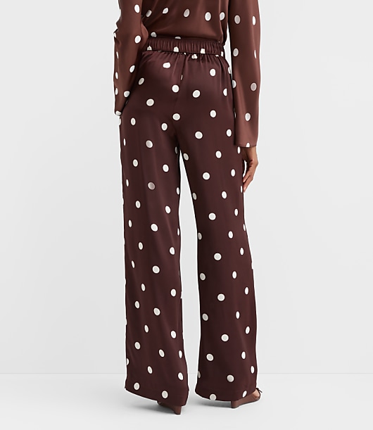 Fluid Pull On Wide Leg Pants in Dotted Satin