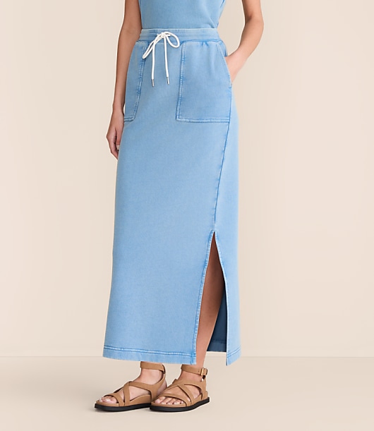 Lou & Grey Denim Washed Terrysoft Maxi Pocket Skirt