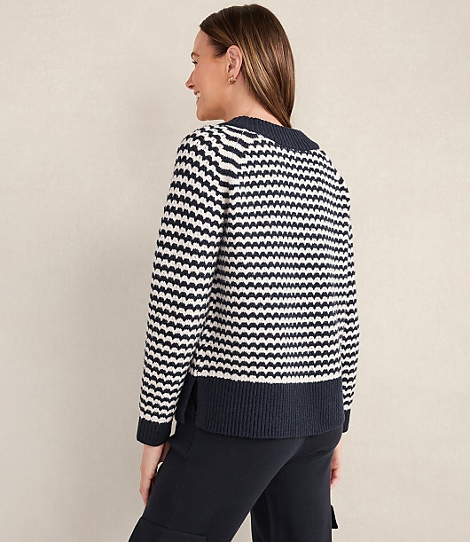 Haven Well Within Organic Cotton Blend Two-Tone V-Neck Sweater
