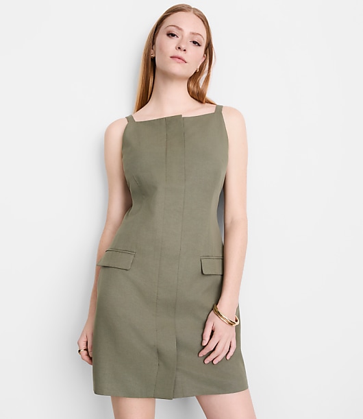 Petite LOFT Versa Pure Spun Apron Mini Pocket Dress