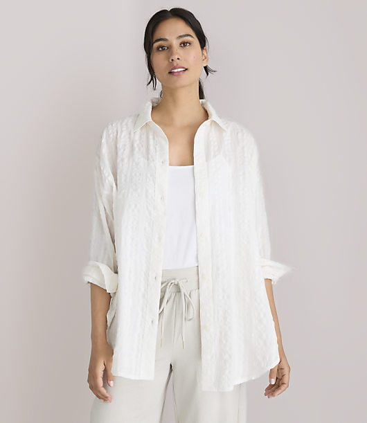 Loft Lou & Grey Plaid Textured Seersucker Shirt