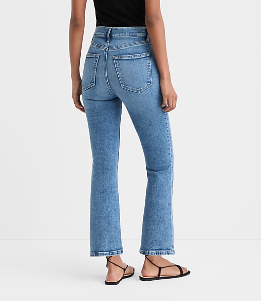 Rivete Petite Curvy High Rise Kick Crop Jeans in Authentic Mid Vintage Wash
