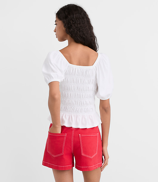 Smocked Puff Sleeve Top
