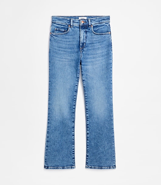 Rivete Short High Rise Kick Crop Jeans in Authentic Mid Vintage Wash