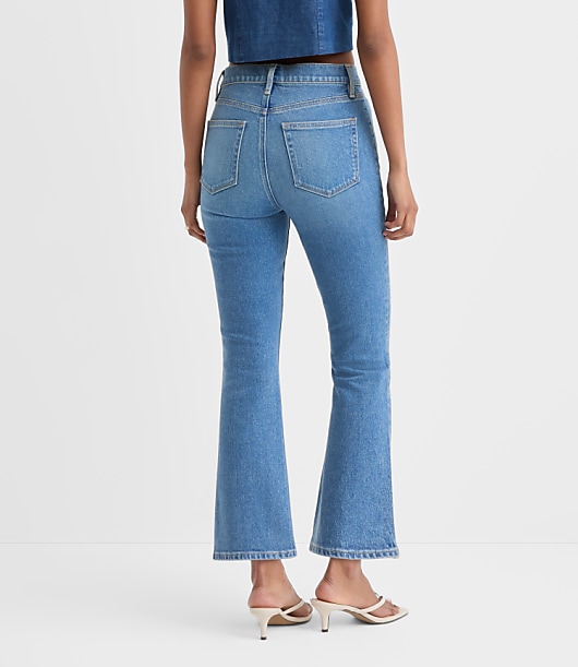 Rivete Tall Curvy High Rise Kick Crop Jeans in Shadow Blue Wash