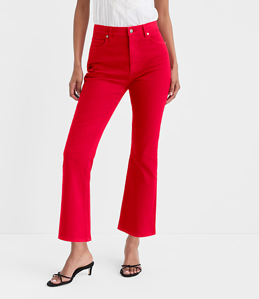 Rivete Petite High Rise Kick Crop Jeans in Maple Cherry